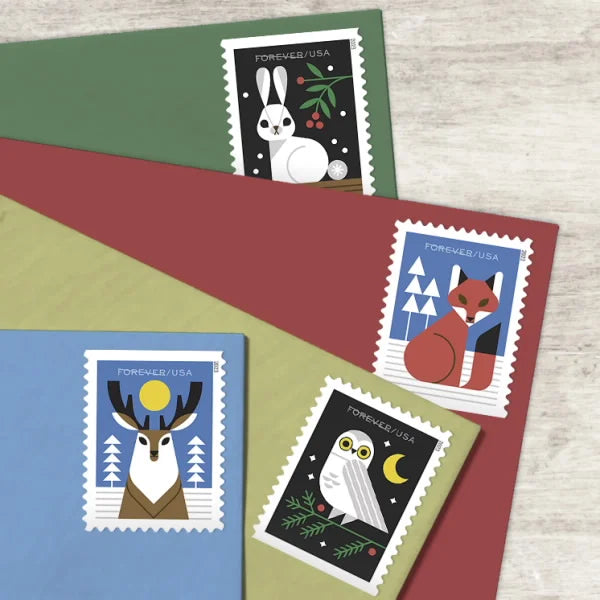 Winter Woodland Animals Forever Stamps