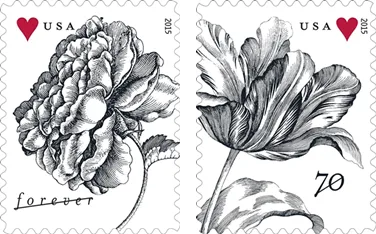 2015 Engraved Vintage Rose Forever First Class Stamps