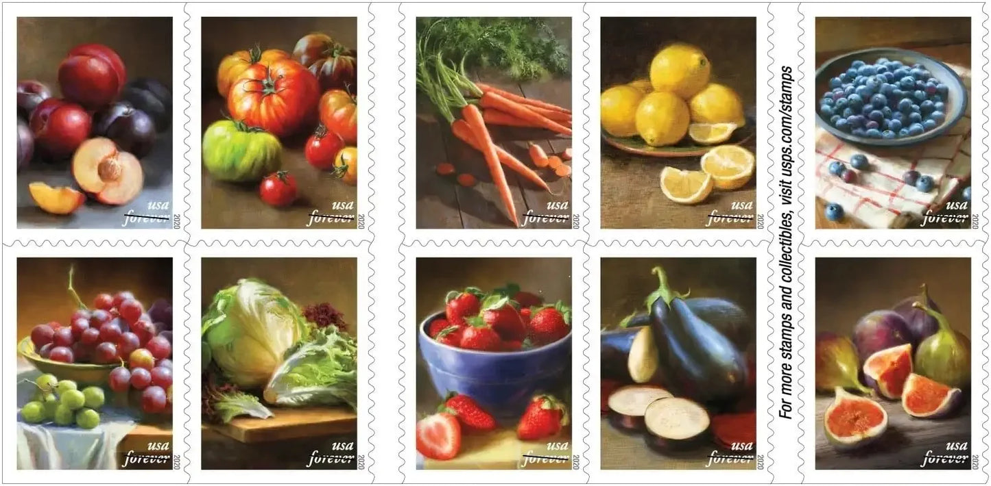Fruits & Vegetables Forever Stamps